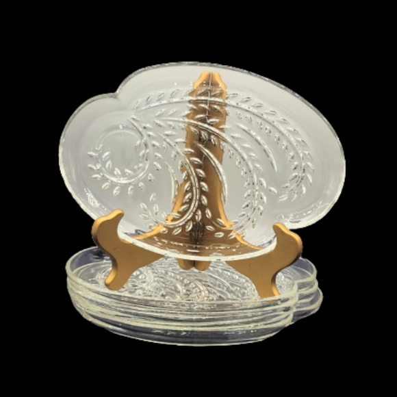 Federal Glass Hospitality Homestead Wheat Clear Snack Plates Set 4 MCM Vtg - Picture 8 of 8